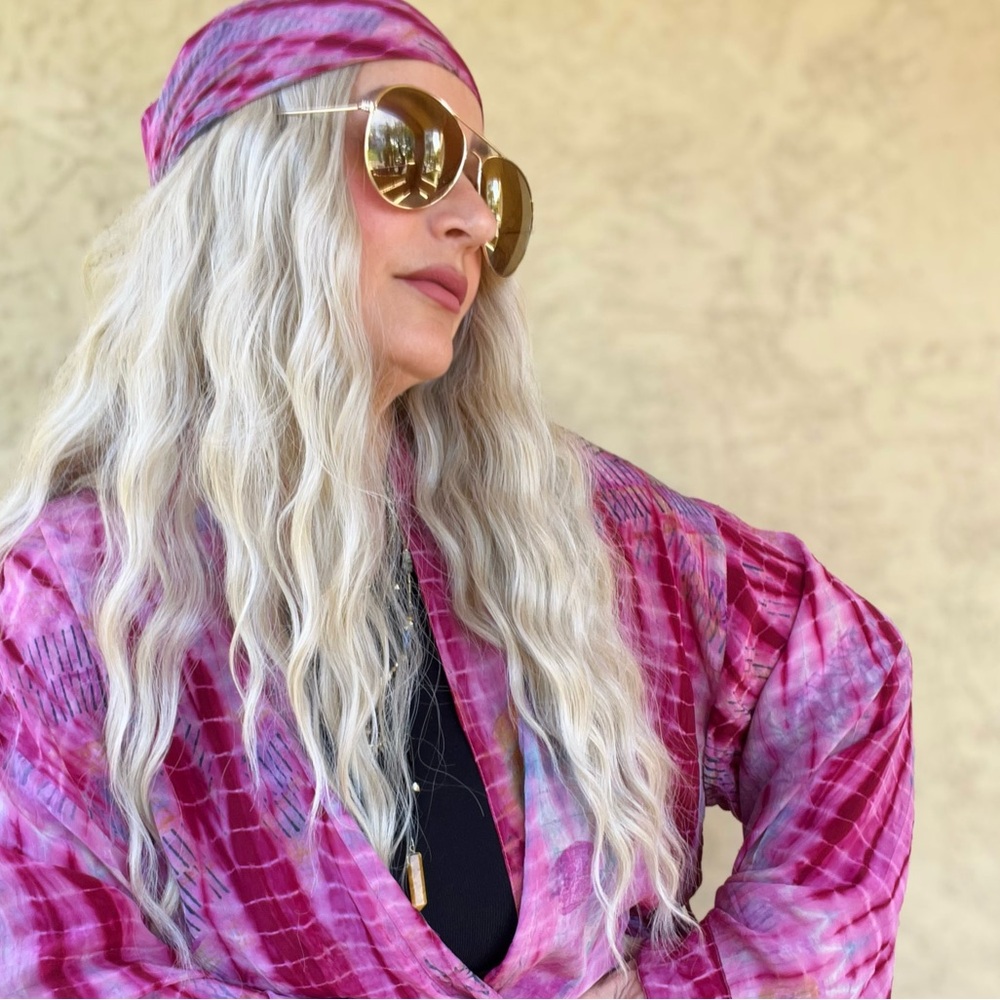 DIVINITY PINK SILK TIEDYE KIMONO SET